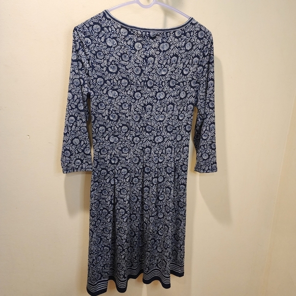 Max Studio Navy and White Quarter Sleeves fit and flare Casual dress size M - Picture 8 of 11